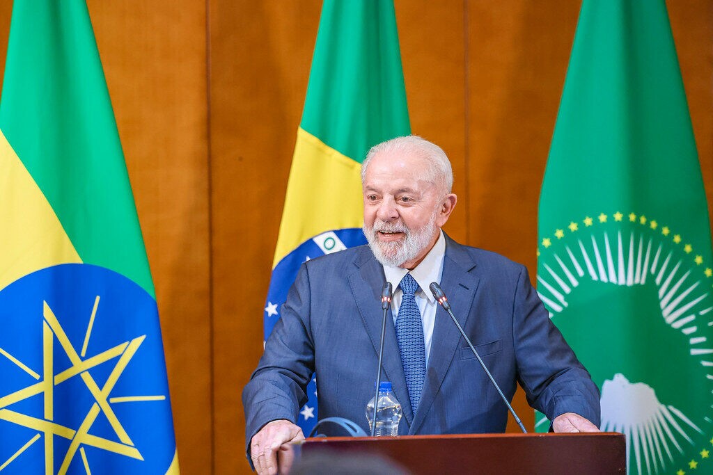 Lula em coletiva de imprensa na Etiópia